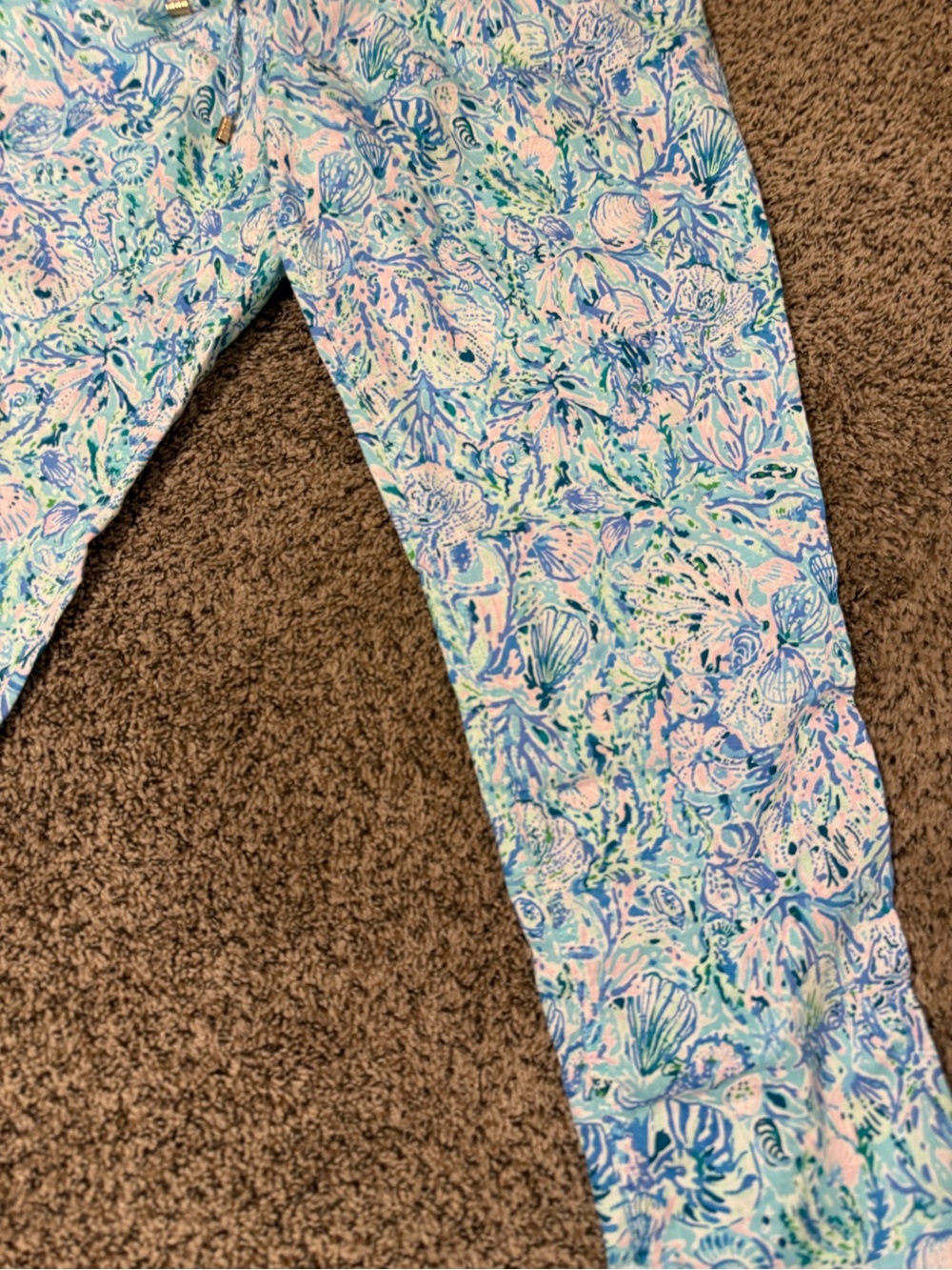 Lilly Pulitzer Taron Pull On 100% Linen Pants Surf Blue Soleil It On Me - Picture 2 of 6